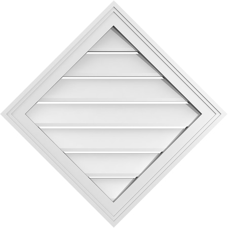 Ekena Millwork Diamond Surface Mount PVC Gable Vent: Non-Functional, w/ 2"W x 1-1/2"P Brickmould Frame, 24"W x 24"H GVPDI24X2402SN